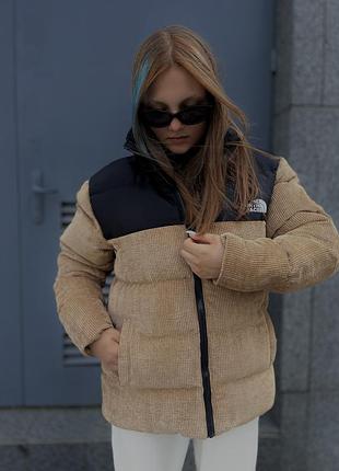 Зимний женский пуховик the north face beige