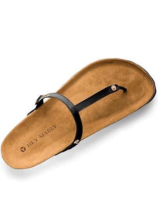 Жіночі чорні шкіряні шльопанці hey marly 
casual cork - black