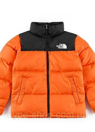 Фирменный пуховик the north face nuptse 700 orange куртка зе норт фейс оранжевая