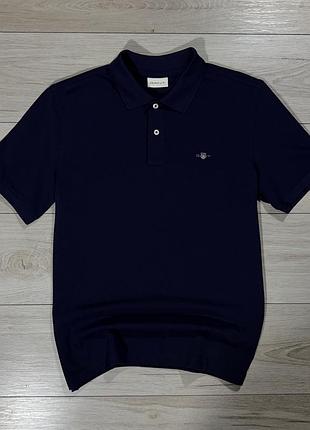 Премиальная классическая футболка поло гант gant navy luxury, m, оригинал