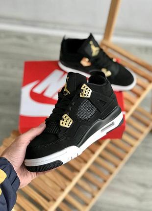 Женские кроссовки nike air jordan retro 4 кроссы найк черные кожанные для женщин удобные повседневные найки 42
