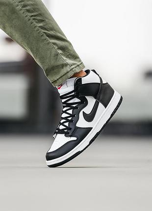 Кроссовки женские nike dunk high black/white кожаные для повседневной носки найк 44