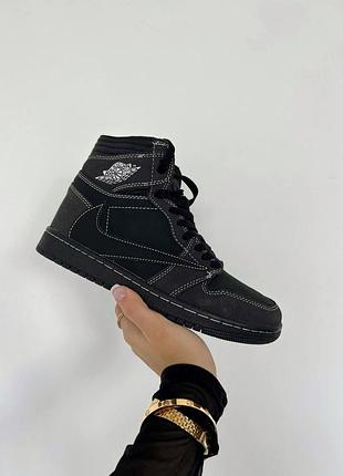 Женские кроссовки nike jordan 1 high черные, элегантность и стиль на каждый день найк джордан 41