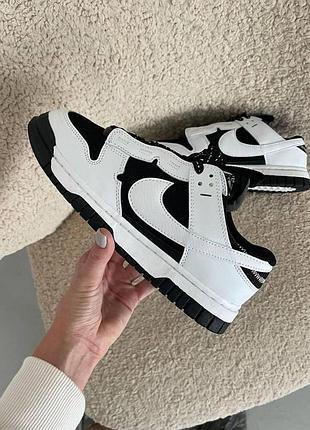 Кроссы nike sb dunk low черно-белые кожа для мужчин найк сб данк лоу удобные трендовые 37