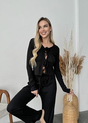 Комплект жіночий двійка кофта та штани nicole collection m чорний