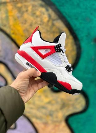Мужские кроссовки nike air jordan 4 retro белые классические и культовые джордан 4 red cement lux 44