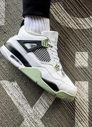 Мужские кроссовки nike air jordan 4 retro белые культовые и комфортные кроссы джордан 4 seafoam 44