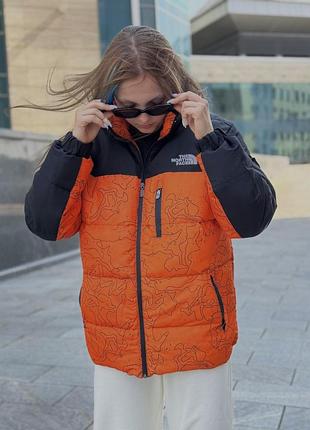Женский зимний пуховик the north face black/orange xl