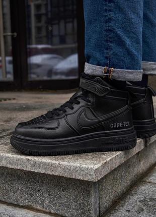 Мужские зимние кроссовки nike air force 1 gore-tex, черные кожа для зимы высокие теплые найк аир форс 42