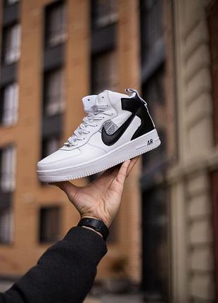 Мужские кроссовки nike air force utility белые кожа, зимние тёплые найки аир форс для холодной зимы 41