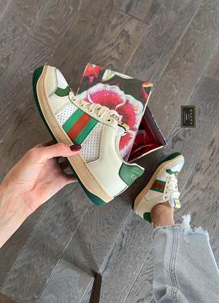 Жіночі кросівки gucci gg sneakersдля жінок шкіряні брендові стильні кроси