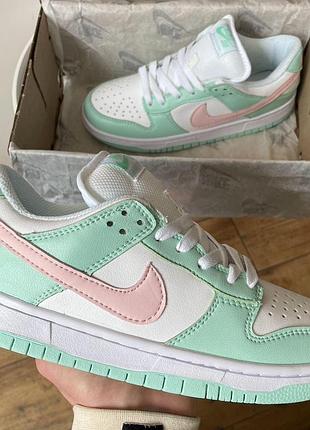 Жіночі кросівки nike sb dunk low кроси найки сб данк для жінок найк стильні зелені шкіряні повсякденні