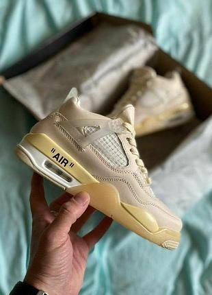 Жіночі кросівки nike air jordan retro 4 стильні бежеві шкіряні для жінок