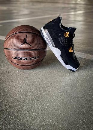 Кроссовки nike air jordan retro 4 для мужчин черные удобные кожа найк 42