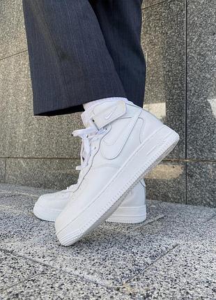 Мужские кроссовки nike air force winter зимние кожа, белые найки аир форс кросы на зиму теплые 43