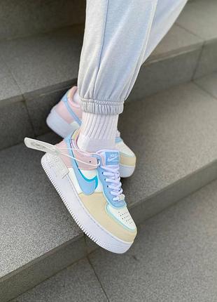 Белые кожаные женские кроссовки nike air force shadow модные найк 38