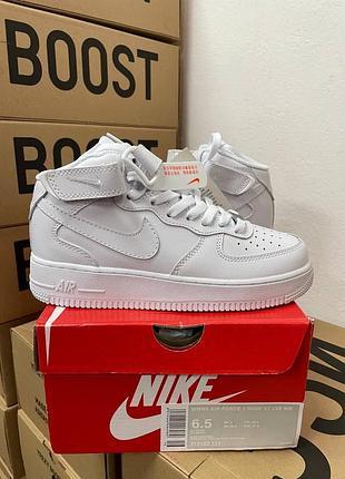 Женские кроссовки nike air force 1 classic high белые кожаные найк аир форс для женщин удобные повседневные 37