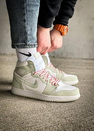 Женские кроссовки nike jordan 1 high бежевые, стиль и комфорт на каждый день найк джордан