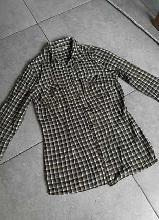 Рубашка размер l-xl в клетку коричневая хаки c&a