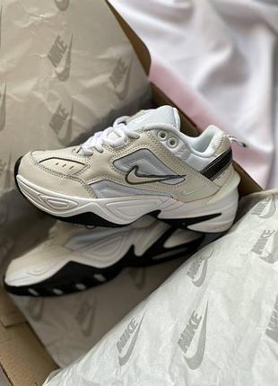 Женские кроссовки nike m2k tekno кроссы найк текно для женщин удобные повседневные белые кожаные найки 41