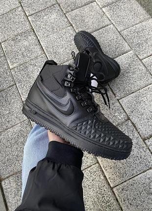 Мужские кроссовки nike lunar force 1 duckboot 17 зимние черные кожаные утепленные для мужчин на зиму 45