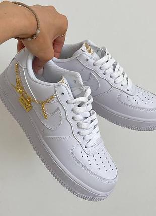 Кроссовки nike air force 1 для женщин белые кожаные повседневные удобные найк аир форс 38