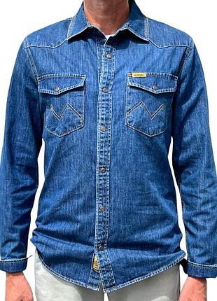 Джинсовая мужская рубашка montana medium stonewash 100% cotton – классическая голубая 3xl