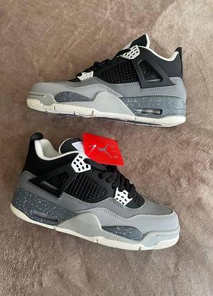 Мужские кроссовки nike air jordan retro 4 для мужчин кожаные серые джорданы удобные стильные 45