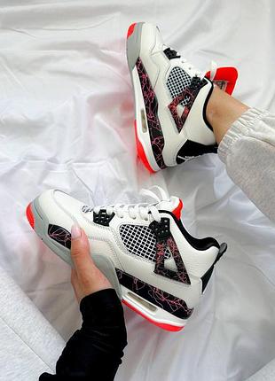 Женские кроссовки nike air jordan retro 4 белые кожаные кроссы найк аир джордан ретро для женщин 41