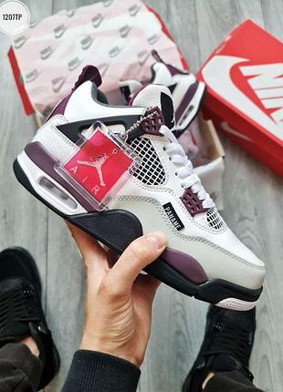 Мужские кроссовки nike air jordan retro 4 белые для мужчин джорданы кожаные стильные