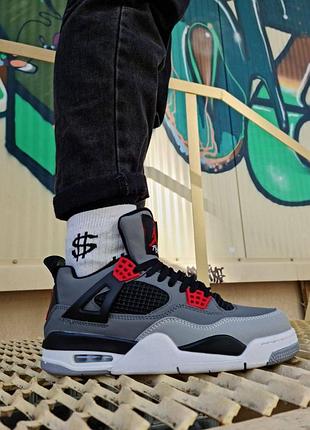 Женские кроссовки nike air jordan retro 4 infrared, повседневные и стильные кроссы найк