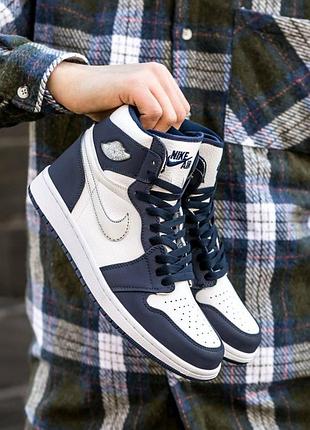 Жіночі кросівки nike air jordan 1 high для жінок шкіряні чорні-білі зручні кроси найк аір джордан