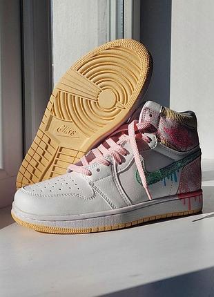 Женские кожаные кроссовки nike air jordan 1 high, универсальная классика найк джордан 41