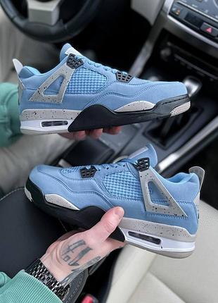 Кроссовки nike air jordan retro 4 для мужчин удобные голубые кожа 40