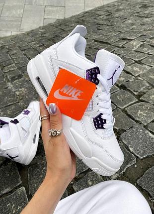 Жіночі кросівки nike air jordan retro 4 кроси найк для жінок білі зручні шкіряні повсякденні