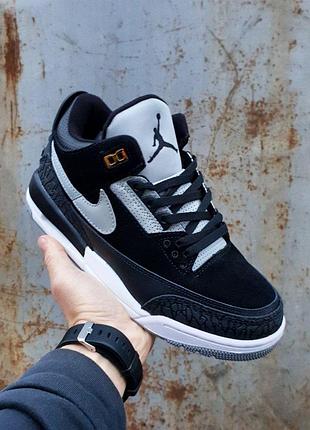Чоловічі кросівки nike air jordan retro 3 чорні, ідеальні для активного відпочинку джордан 3 чорні