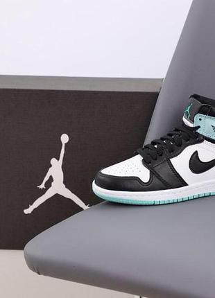 Женские кроссовки nike jordan 1 high зелёные, яркие и удобные кроссы на каждый день найк джордан
