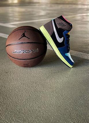 Мужские кроссовки nike air jordan 1 high черно-белые для мужчин найк джорданы кожаные стильные легкие 45