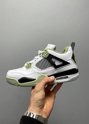Кроссовки nike air jordan retro 4 белые для мужчин кеды найк удобные кожа 42