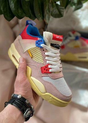 Жіночі кросівки nike air jordan retro 4 кроси найк бежеві зручні шкіряні для жінок повсякденні