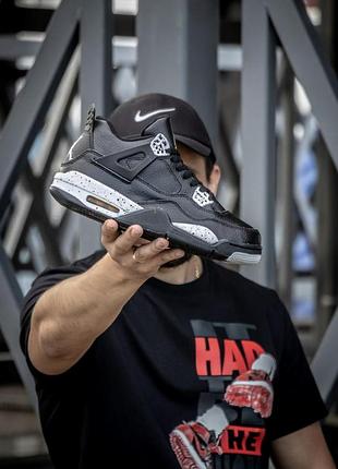 Кроси nike air jordan retro 4 для чоловіків кеди найк зручні шкіра чорні