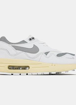 Мужские кроссовки nike air max 1 patta белые с современным дизайном найк 39