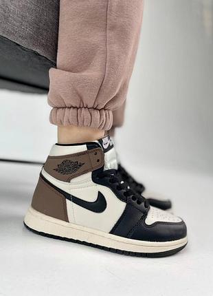 Женские кожаные кроссовки nike air jordan 1 high dark mocha, трендовые и модные кроссы найк 41
