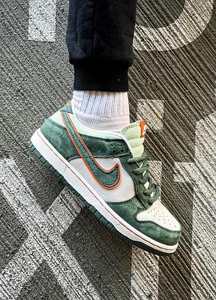 Чоловічі кросівки nike sb dunk low зелені шкіра для чоловіків з оригінальним дизайном 42