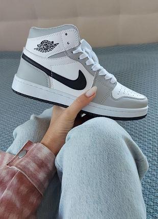 Женские кроссовки nike air jordan 1 high grey, трендовые кожаные кроссы найк 38