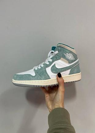 Кроссовки женские nike jordan 1 high зелёные, удобные и модные для активных девушек найк джордан