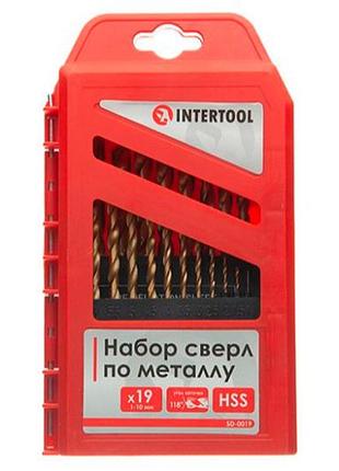 Набор сверл по металлу intertool 19 шт. (1-10 мм) титан (sd-0019)