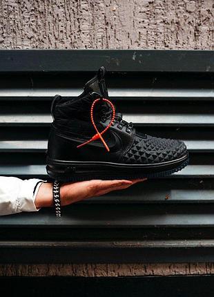 Зимние мужские кроссовки nike lunar force 1 duckboot 17 черные кожаные утепленные на зиму 42