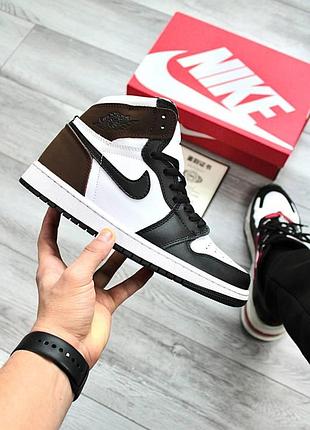 Мужские кроссовки nike air jordan 1 high кроссы найк аир дордан хай для мужчин кеды найк удобные кожа черно
