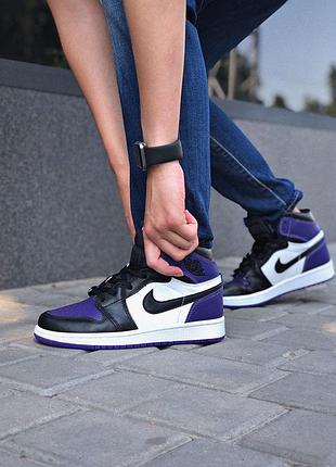 Чоловічі кросівки nike air jordan 1 high для чоловіків шкіра найк зручні чорні-білі повсякденні